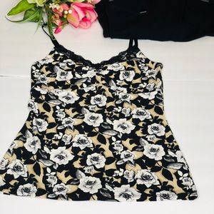 White House Black Market flower black top